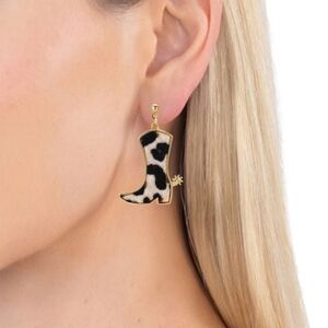 Eye Candy LA Goldtone Cowgirl Boot Drop Earrings